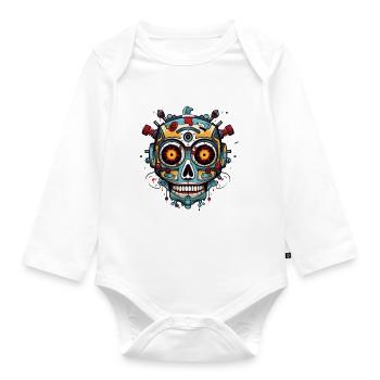 Crâne mexicain de robot - Body Bébé bio manches longues - blanc - Devant