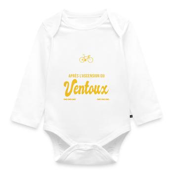 Vélo Mont Ventoux sport Humour velo cycliste - Body Bébé bio manches longues - blanc - Devant