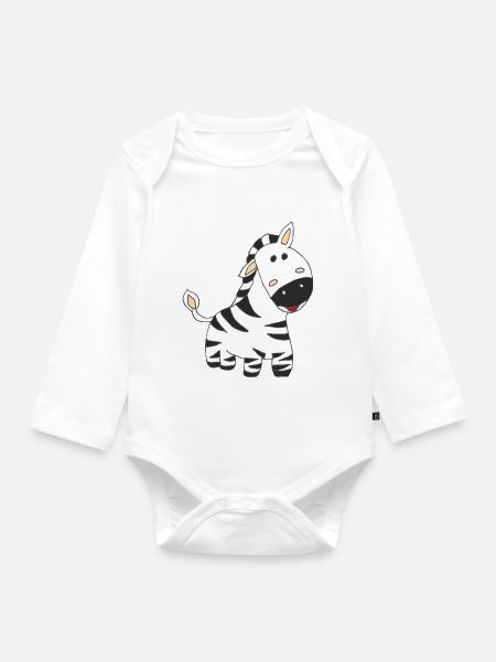 zebra - Baby Bio-Langarm-Body - Weiß