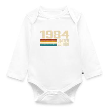 Born in 1984 - Vintage 1984 Retro Anniversary - Organic Longsleeve Baby Bodysuit - white - Front