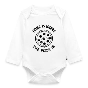 Home is Where the Pizza is - Organic Longsleeve Baby Bodysuit - white - Front