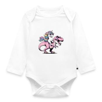 Einhorn Dinosaurier Fantasy Kreatur Geschenk - Baby Bio-Langarm-Body - Weiß - Vorne