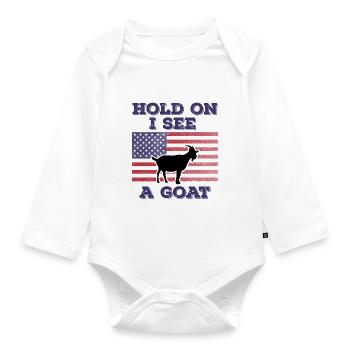 Chèvre Drapeau Américain Cadeau Original Drôle - Body Bébé bio manches longues - blanc - Devant