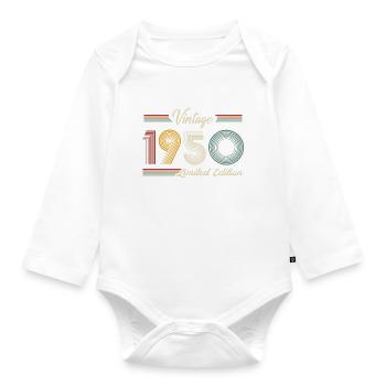 Anniversaire des années 1950 né dans les années 1950 rétro Vintage - Body Bébé bio manches longues - blanc - Devant