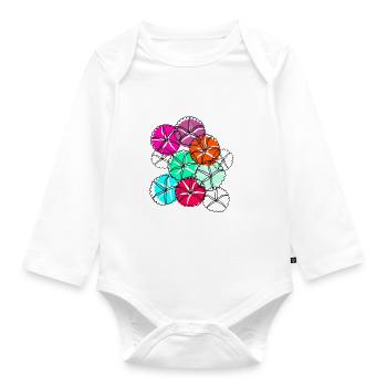 fleurs, fleur, coloré, fleurs, abstrait - Body Bébé bio manches longues - blanc - Devant