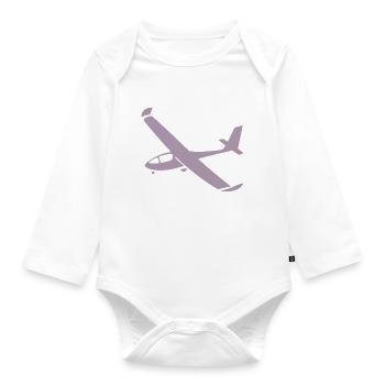 Minimalistische Flugzeug-Silhouetten - Elegante - Baby Bio-Langarm-Body - Weiß - Vorne
