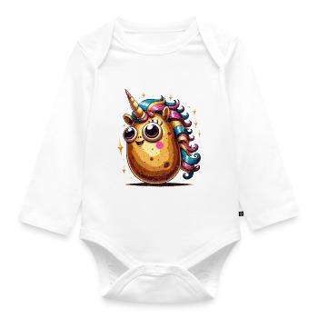Funny Potato Gift Idea - Organic Longsleeve Baby Bodysuit - white - Front