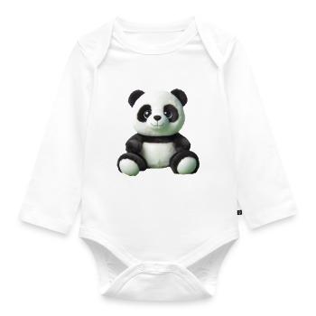 Panda - Organic Longsleeve Baby Bodysuit - white - Front