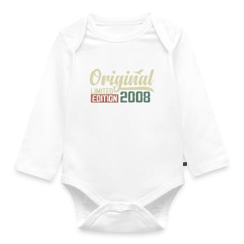 Geboren im Jahr 2008 Vintage Retro Geburtstag 2008 Geschenk - Baby Bio-Langarm-Body - Weiß - Vorne