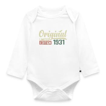 Born in 1931 Vintage Retro Birthday 1931 Gift - Organic Longsleeve Baby Bodysuit - white - Front