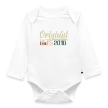 Geboren im Jahr 2018 Vintage Retro Geburtstag 2018 Geschenk - Baby Bio-Langarm-Body - Weiß - Vorne