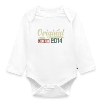 Geboren im Jahr 2014 Vintage Retro Geburtstag 2014 Geschenk - Baby Bio-Langarm-Body - Weiß - Vorne