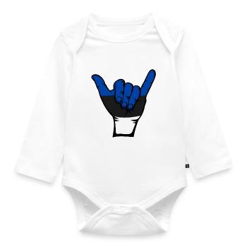 Estonie Drapeau Surf Symbole - Body Bébé bio manches longues - blanc - Devant