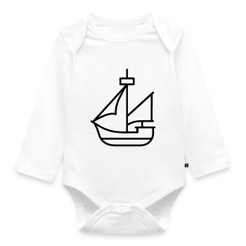 Pirate ship - Organic Longsleeve Baby Bodysuit - white - Front