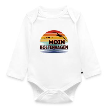 Moin Boltenhagen avec une mouette dans un style rétro - Body Bébé bio manches longues - blanc - Devant