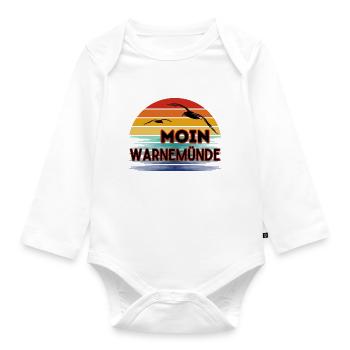 Moin Warnemünde avec mouette dans un style rétro - Body Bébé bio manches longues - blanc - Devant