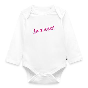 Ja Moin! - Guten Morgen - Nordsee - Ostsee - Anker - Baby Bio-Langarm-Body - Weiß - Vorne