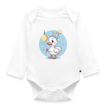 Goose Birthday Baby - Organic Longsleeve Baby Bodysuit - white - Front