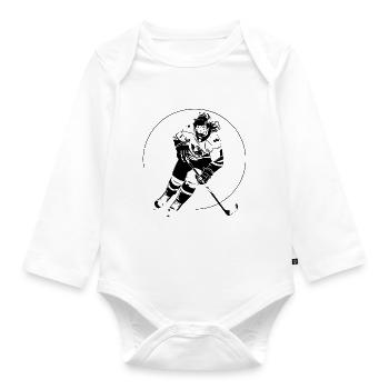 Hockey Player Team - Organic Longsleeve Baby Bodysuit - white - Front