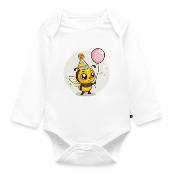 Biene Geburtstag Comic - Baby Bio-Langarm-Body - Weiß - Vorne