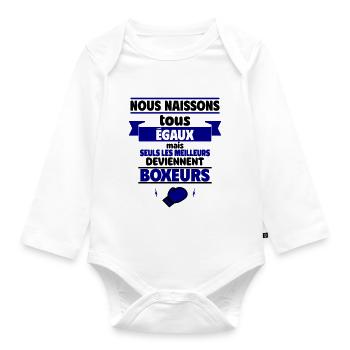 Seuls les meilleurs deviennent boxeurs,boxe - Body Bébé bio manches longues - blanc - Devant