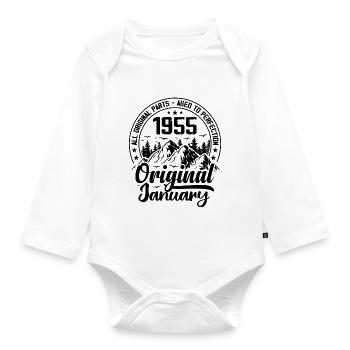 1955 January Original 69 Years Anniversary Gift - Organic Longsleeve Baby Bodysuit - white - Front