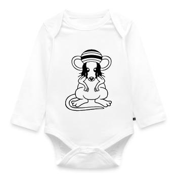 Maus Raggae Jamaika Hut Rasta Locken Chill Mütze - Baby Bio-Langarm-Body - Weiß - Vorne