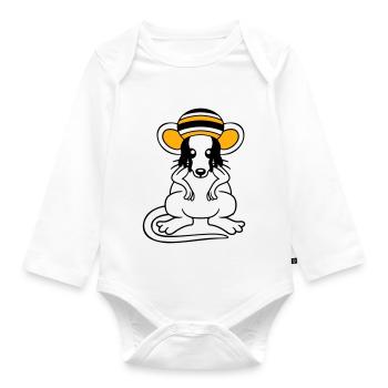 Maus Raggae Jamaika Hut Rasta Locken Chill Mütze - Baby Bio-Langarm-Body - Weiß - Vorne