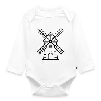 Windmill icon - Organic Longsleeve Baby Bodysuit - white - Front