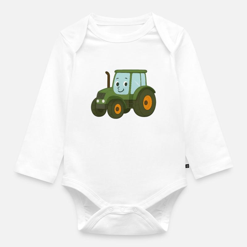 Traktor - Baby Bio-Langarm-Body - Weiß
