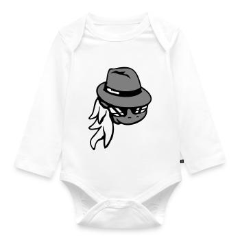 Cheval Gangster Chapeau Lunettes de soleil Criminal Cool - Body Bébé bio manches longues - blanc - Devant