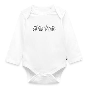 Minimalist snail and starfish shell Design  - Organic Longsleeve Baby Bodysuit - white - Front