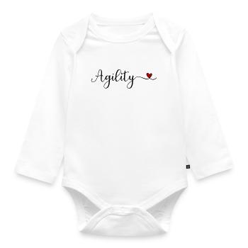 Agility Heart Typography - Organic Longsleeve Baby Bodysuit - white - Front