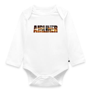 Airliner Jumbo Jet - Organic Longsleeve Baby Bodysuit - white - Front