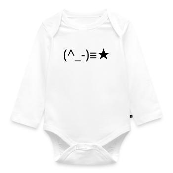 Winking emote (^_-) ≡ ★ wink - Organic Longsleeve Baby Bodysuit - white - Front