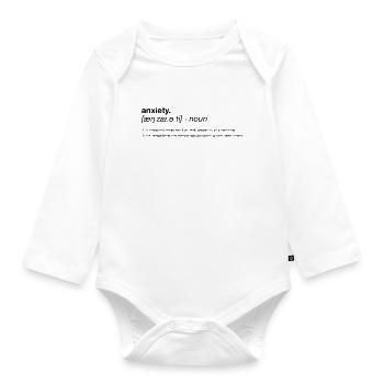Definition of anxiety - Organic Longsleeve Baby Bodysuit - white - Front