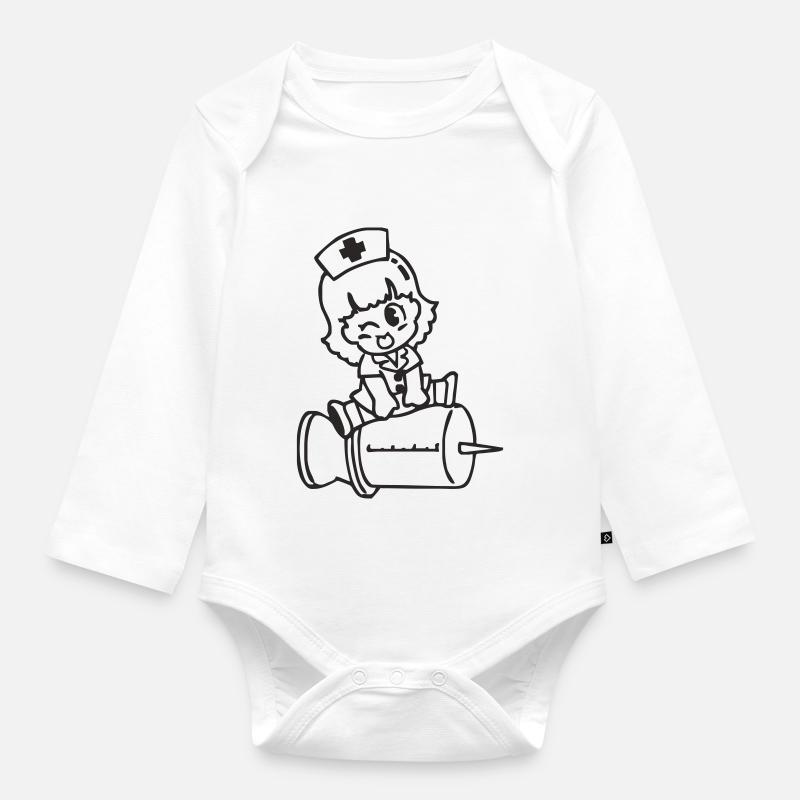 Infirmière - Body Bébé bio manches longues - blanc