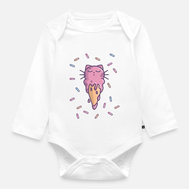 Cat'ce cream - Body Bébé bio manches longues - blanc