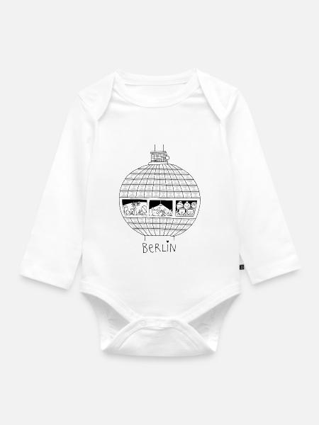 Berliner Fernsehturm | zum Ausmalen | littlepublic - Baby Bio-Langarm-Body - Weiß