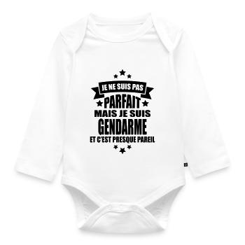 je ne suis pas parfait mais je suis gendarme - Body Bébé bio manches longues - blanc - Devant