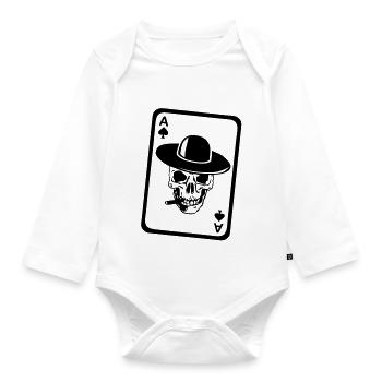 Poker-Ass Schädel Tod Kopf tot, Card - Baby Bio-Langarm-Body - Weiß - Vorne