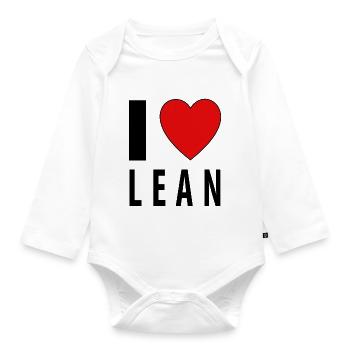 I heart LEAN - Organic Longsleeve Baby Bodysuit - white - Front