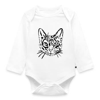 Katze, Mieze, Miezekatze, Geschenk, Geschenkidee - Baby Bio-Langarm-Body - Weiß - Vorne