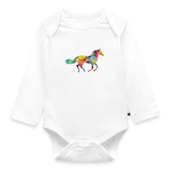Buntes Pferd Geschenkidee Pferdchen - Baby Bio-Langarm-Body - Weiß - Vorne