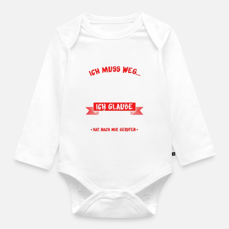 Feuerwehr Brandbekämpfung Geschenk · ich muss weg - Baby Bio-Langarm-Body - Weiß
