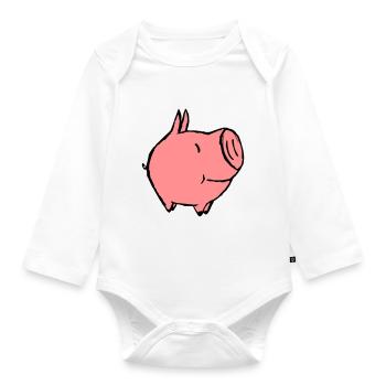 kleines Schweinchen - Baby Bio-Langarm-Body - Weiß - Vorne
