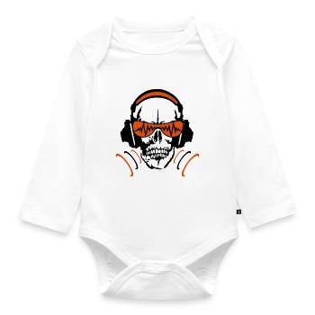 Kopfhörer Equalizer DJ Schädel Kopf Schädel 4 - Baby Bio-Langarm-Body - Weiß - Vorne
