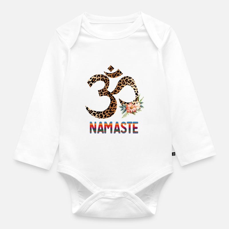Namaste Om - Baby Bio-Langarm-Body - Weiß