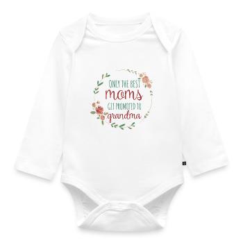 Nur die besten Mütter werden zur Oma befördert - Baby Bio-Langarm-Body - Weiß - Vorne