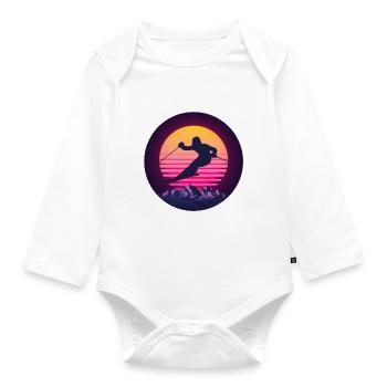 Ski Skiing Oldschool - Organic Longsleeve Baby Bodysuit - white - Front